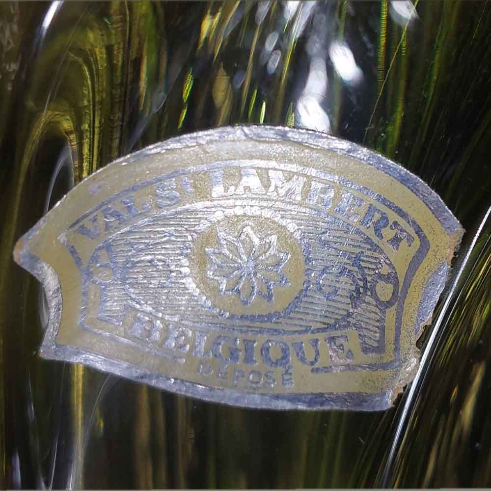 Groene kristallen vaas van Val Saint Lambert vintage th. 1957