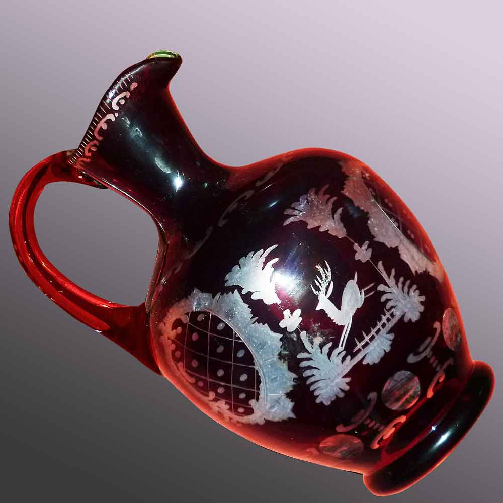 Bohemian crystal pitcher 19th century