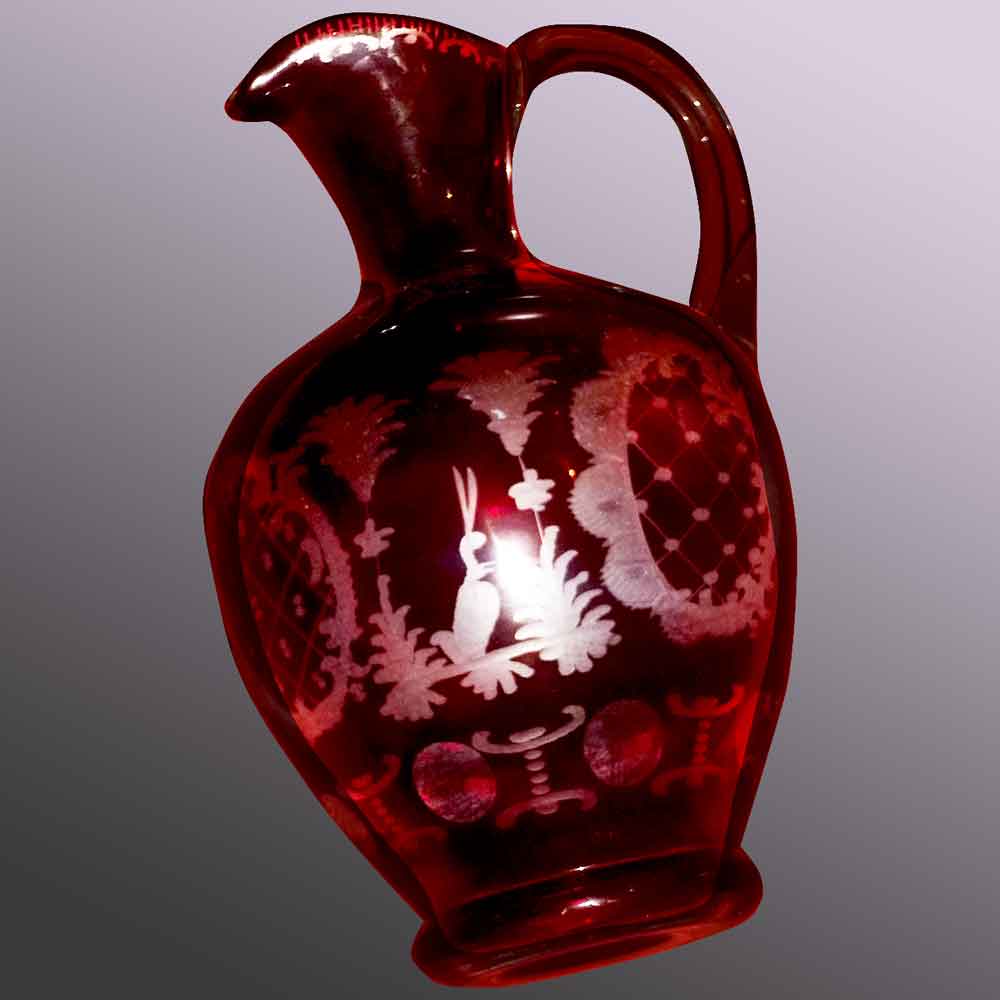 Bohemian crystal pitcher 19th century