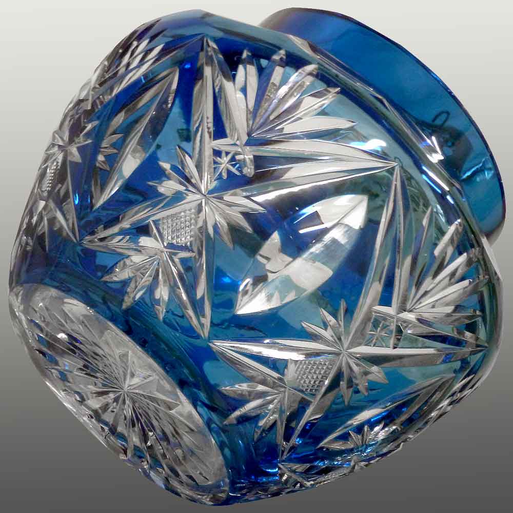 Val Saint Lambert petrol blue crystal flower pick