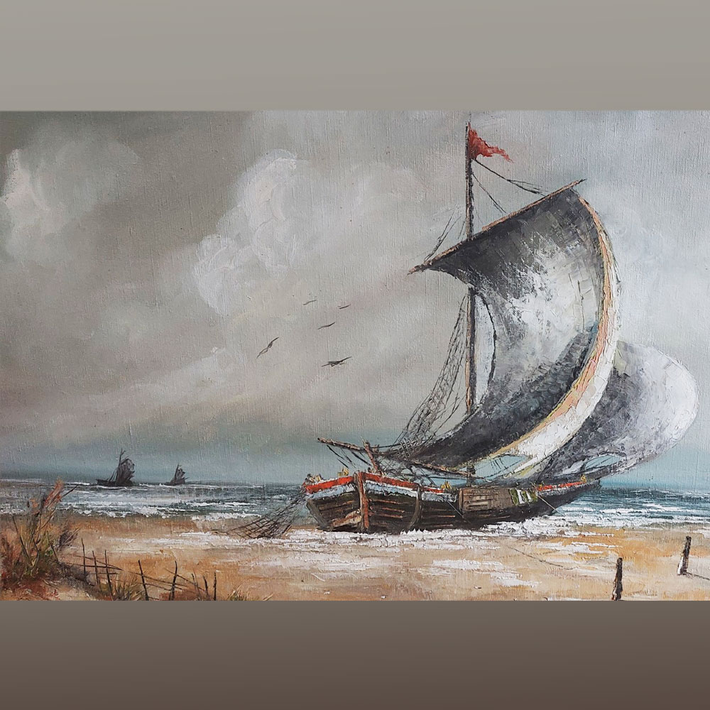Marine painting "retour de pech" HST