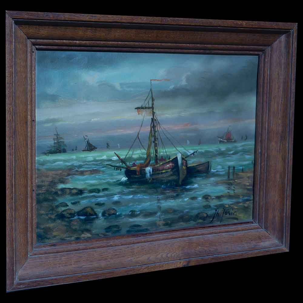 20e-eeuws zeeschilderij gesigneerd door de kunstenaar