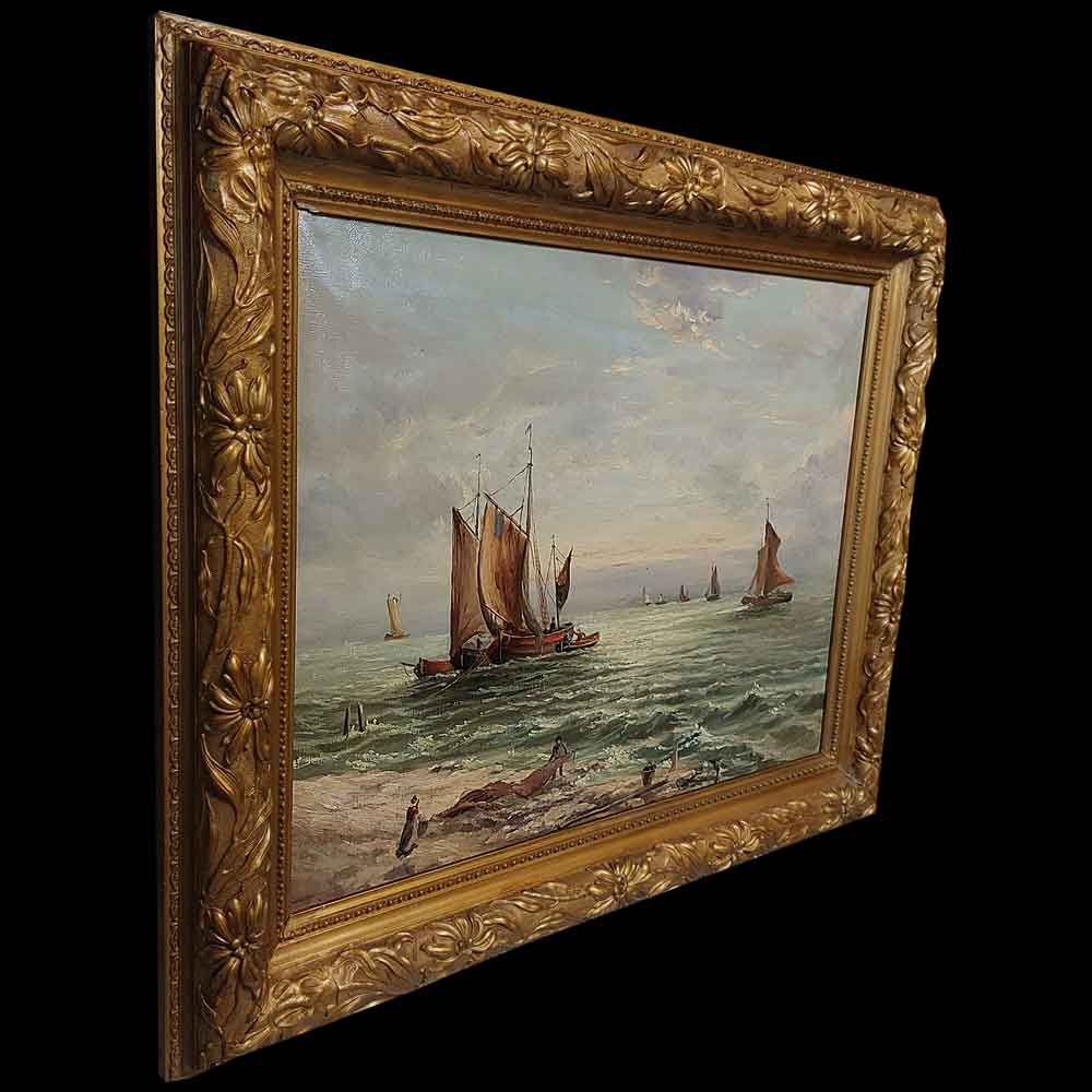 Marine painting oil on canvas by Armand Van Romprey XXth century