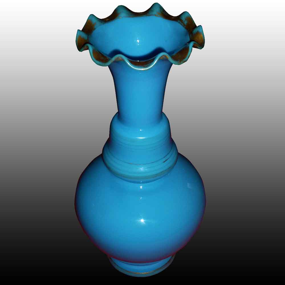 vase balustre en opaline bleu d'époque Charles X