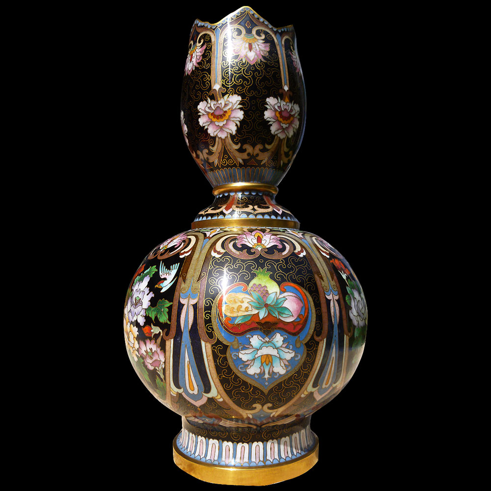 Vase chinois émaux cloisonnés de forme ovoide