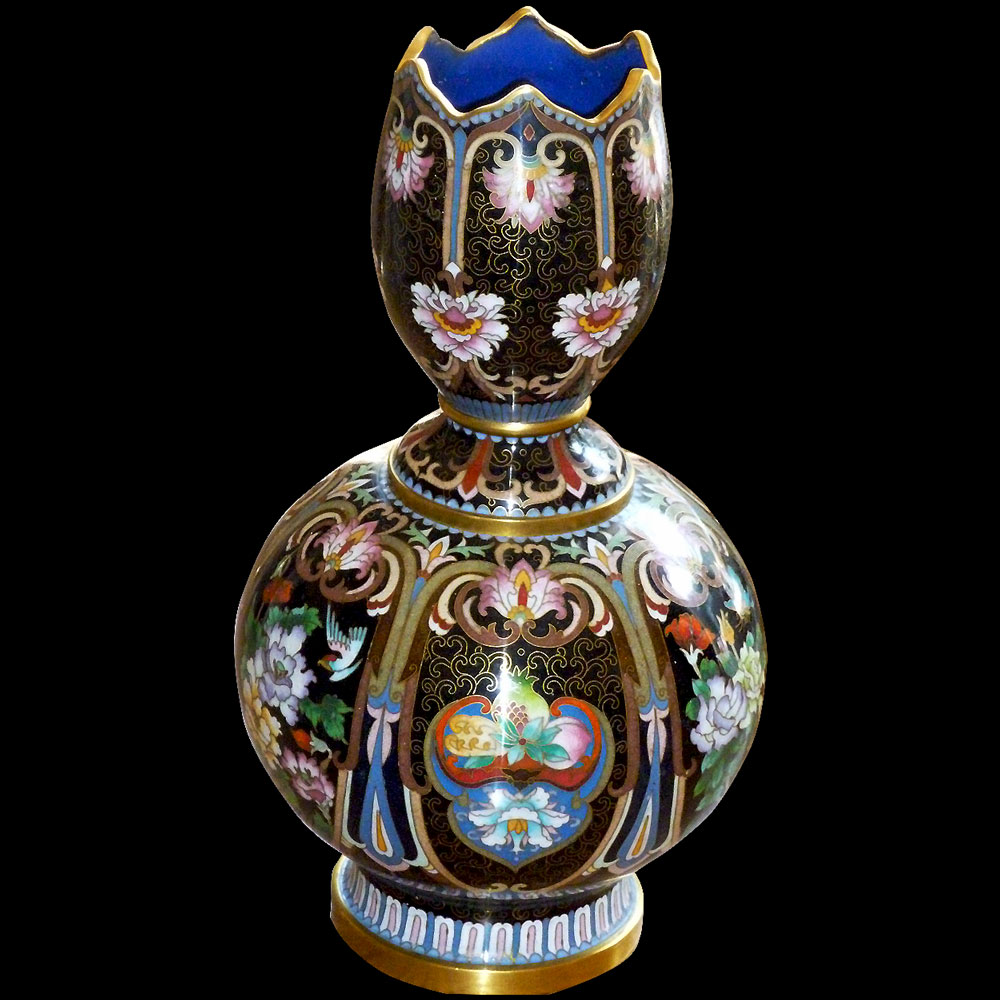 Vase chinois émaux cloisonnés de forme ovoide