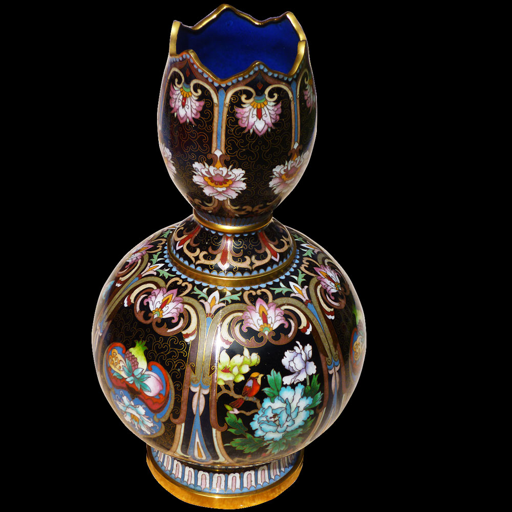 Vase chinois émaux cloisonnés de forme ovoide