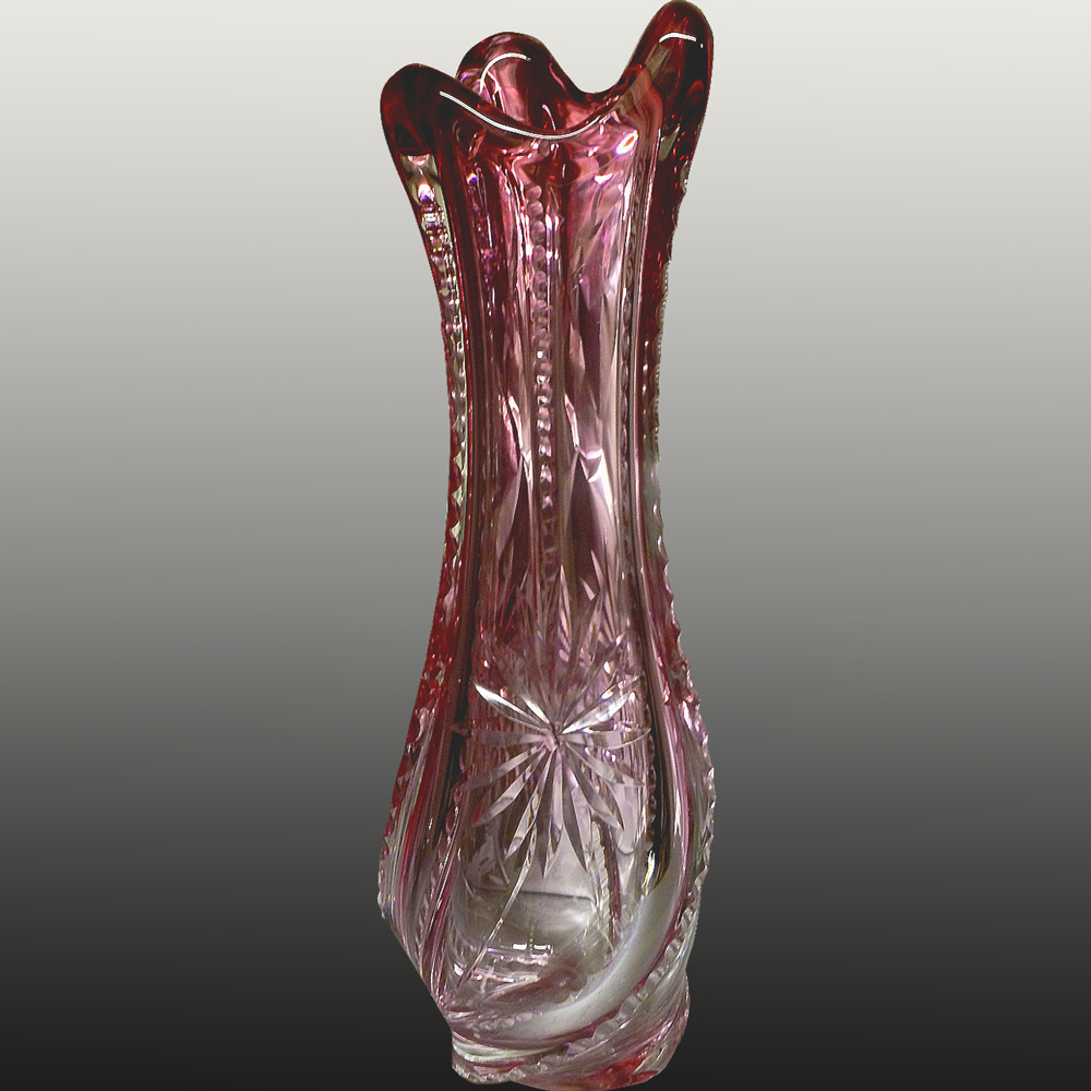 Vintage Val Saint Lambert crystal vase René Delvenne circa 1960