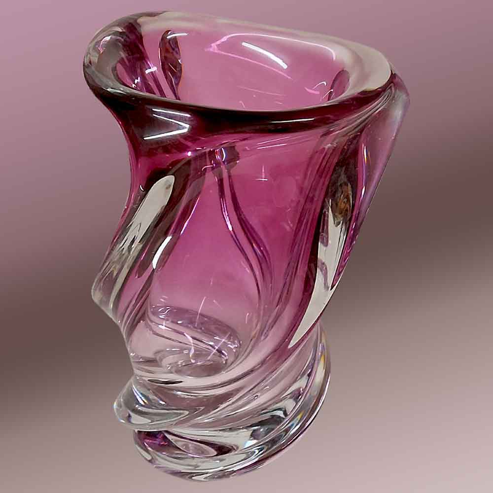 Elegante vaso vintage in cristallo Val Saint Lambert degli anni '60