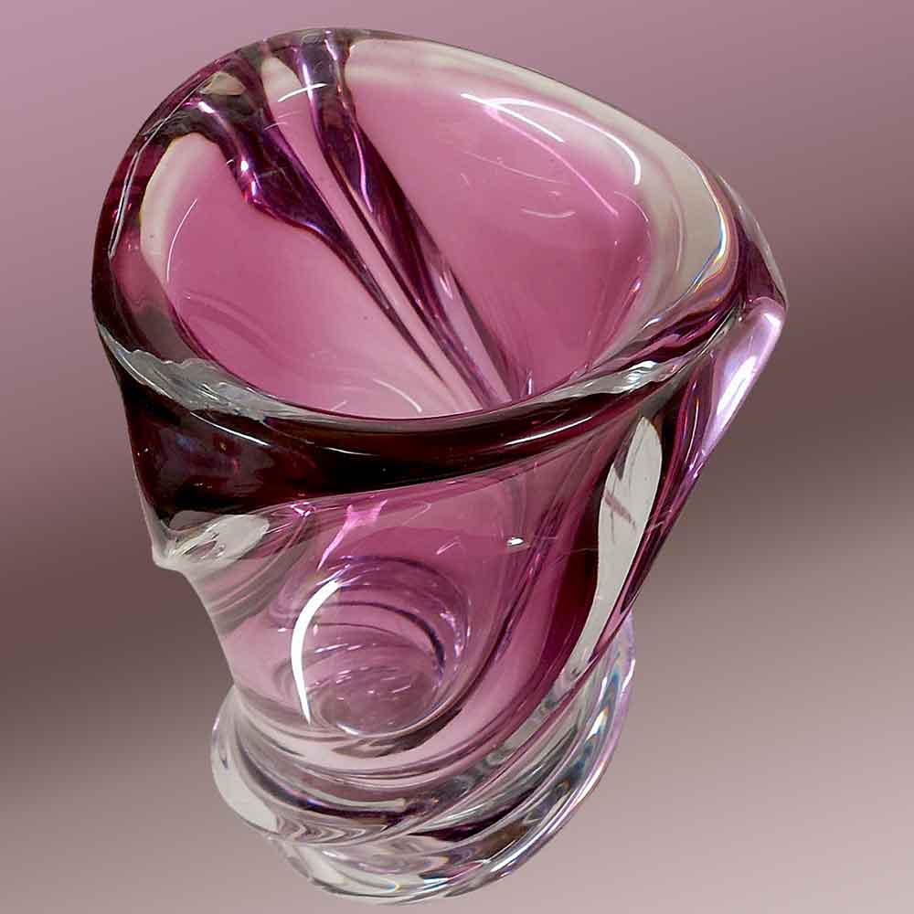 Elegant 1960s Val Saint Lambert Vintage Crystal Vase