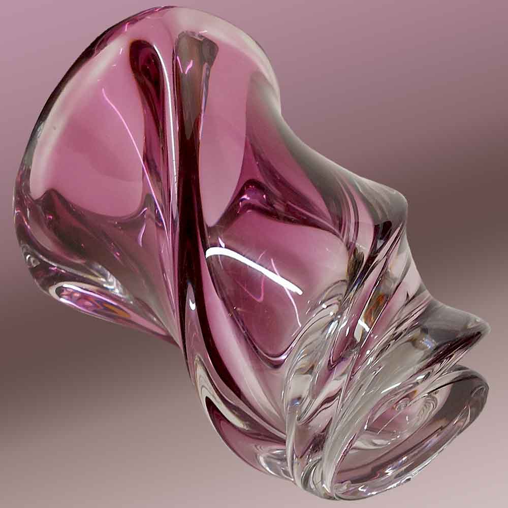 Elegant 1960s Val Saint Lambert Vintage Crystal Vase