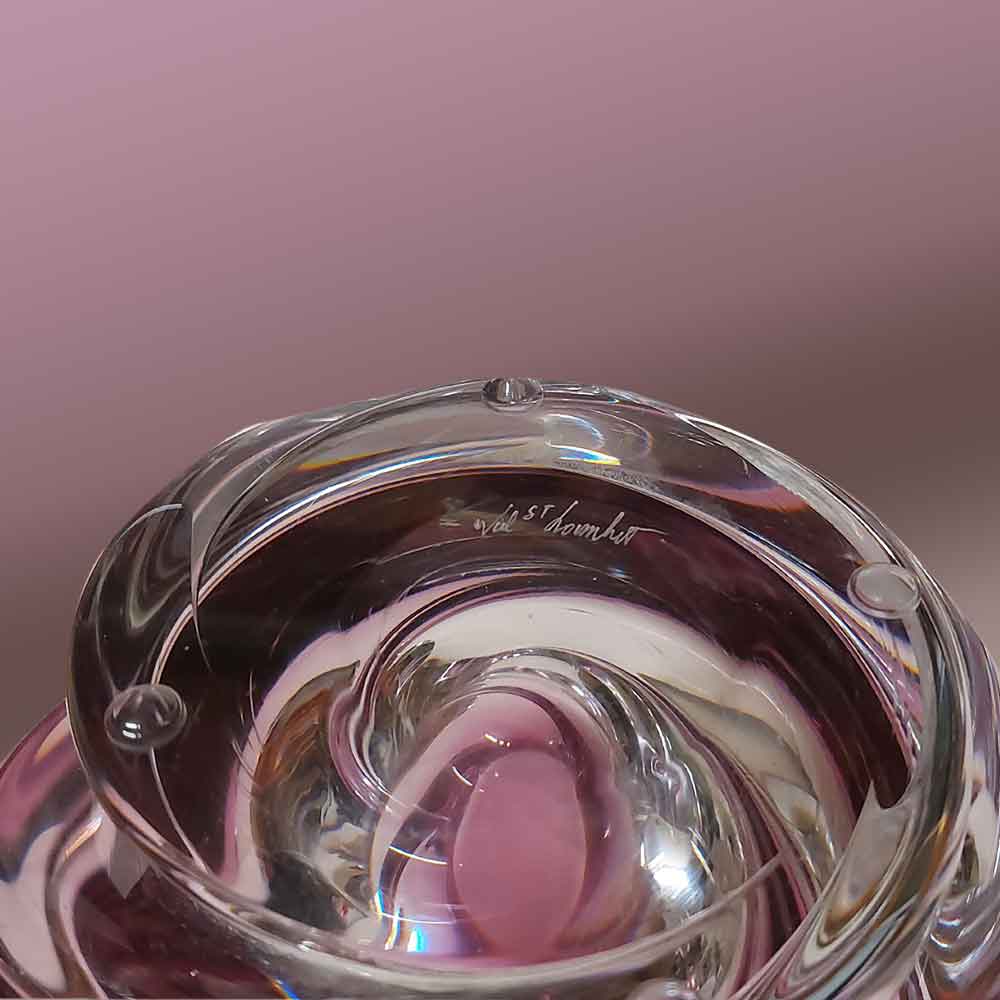 Elegante jarrón vintage de cristal Val Saint Lambert de los años 60