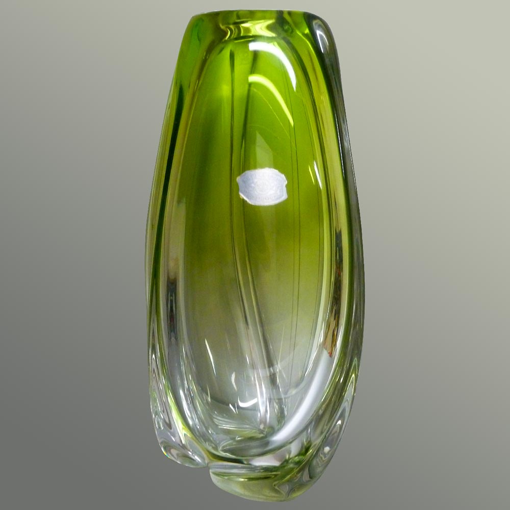 couleur vert de chine imposant vase taille riche 1908 Val St Lambert 