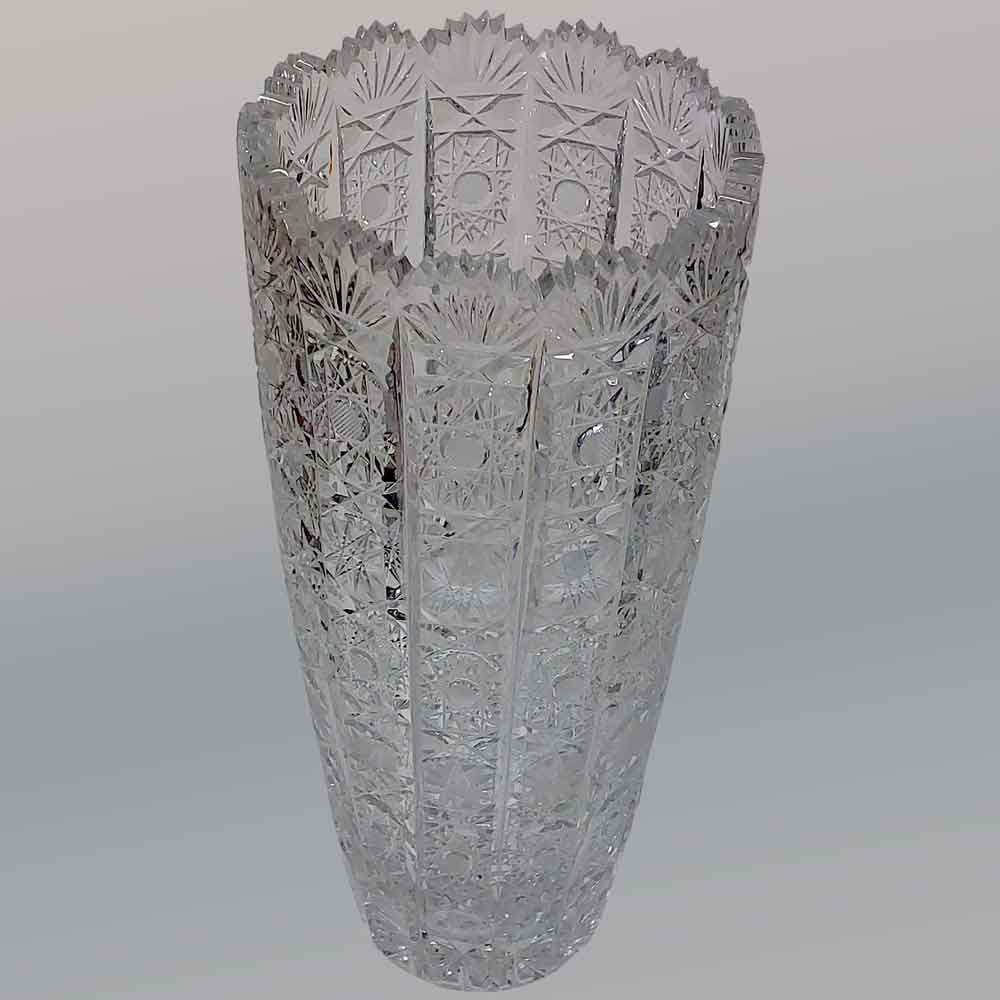 Antique Bohemian crystal vase from the Art Deco period