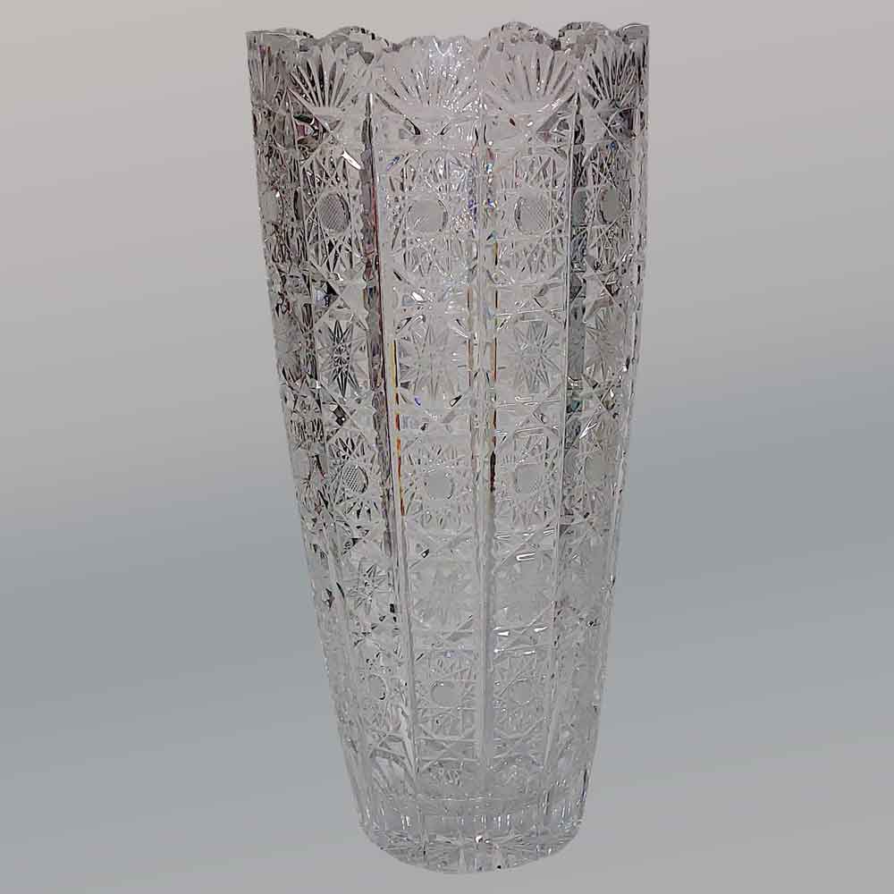 Antique Bohemian crystal vase from the Art Deco period