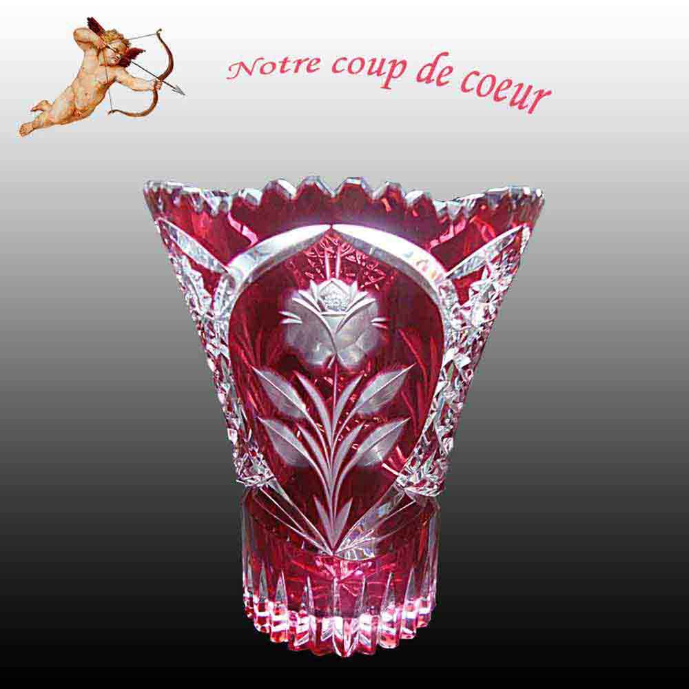 Val Saint Lambert Vase en cristal-Cranberry Val Saint Lambert Vaas Cramberry