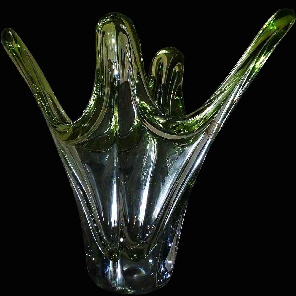 Vase en cristal du Val Saint Lambert double vert de Chine
