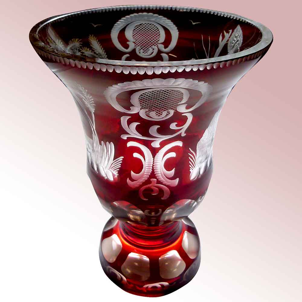 Vase en cristal de Bohème gravé 1880 th