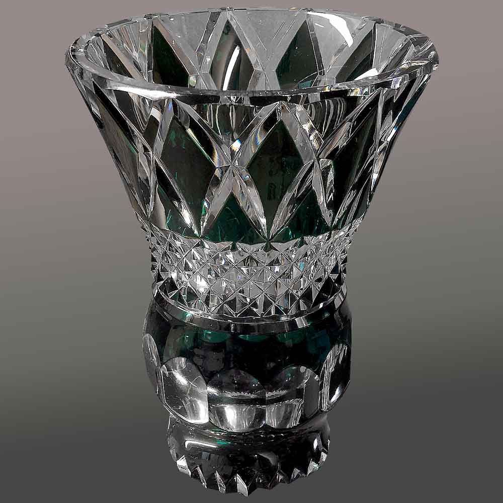 Green crystal vase from Val Saint Lambert Charles Graffart