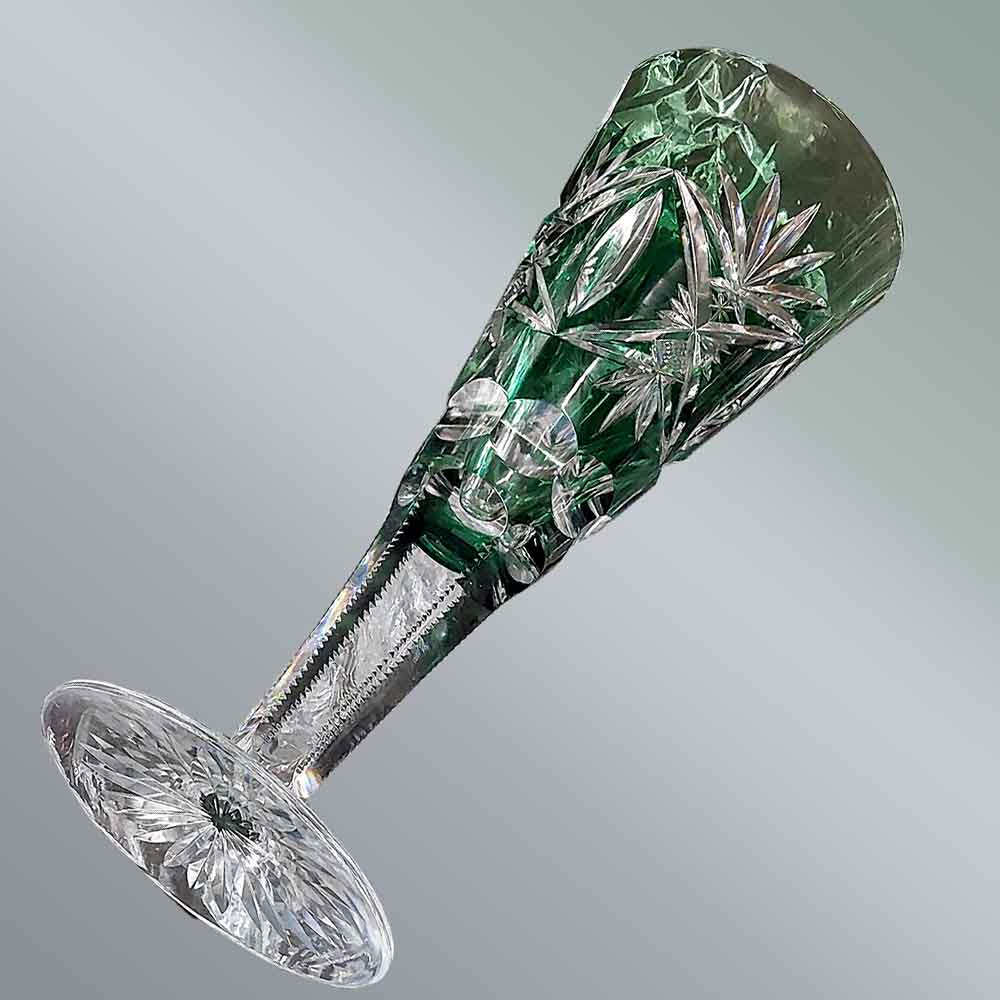 Vase de mariage vert en cristal du Val Saint Lambert